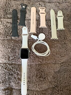Apple Smartwatch in White with Black and Pink Bands